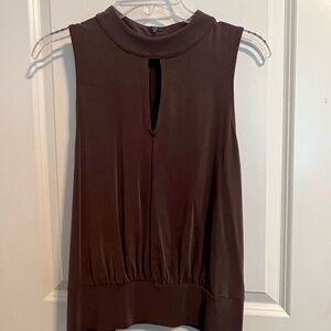 White House Black Market Brown Sleeveless Cut Out Blouse